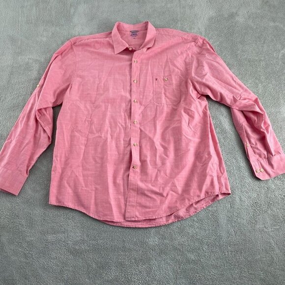 Izod Saltwater Relaxed Classics Mens Pink Long Sleeve Button-Up Shirt XL  4426 - Picture 1 of 8